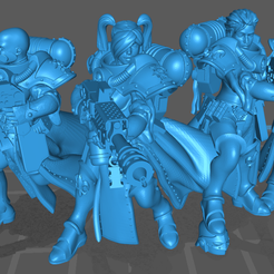 Group.png Free STL file Girls with Hand-Held Clothes Driers・3D printing idea to download