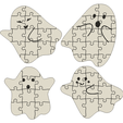 4PIECCE.png Ghost Puzzles  FOR HALLOWEEN (4 pack) - print in place