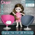 Vinetka_Swivel_Chair-KoKon-копия.jpg STL file Miniature model modern Swivel Chair 1:12 Scale for Dollhouses. Swivel Chair dollhouse furniture. Model Chair・Model to download and 3D print