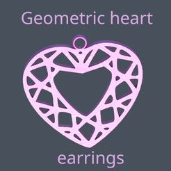 Geometric heart earrings Free STL file Geometric heart earrings・3D print design to download
