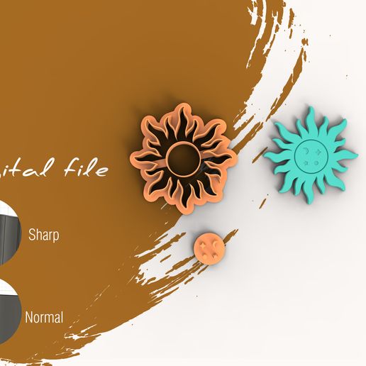 Sun 2 Polymer Clay Cutter | Digital STL File | 3 Sizes | 2 Cutter Versions 3D model