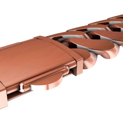 Almond Style Cuban Link with Locking System 3D model