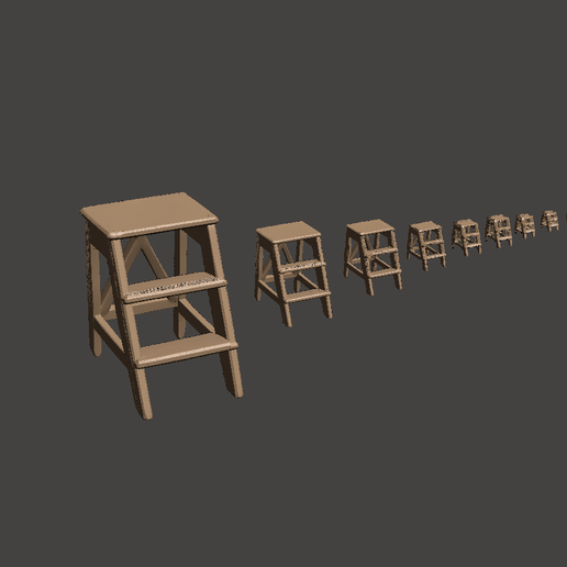 3 steps wooden footstool chair for dioramas 1/6 1/16 1/35 1/72 1/76 HO 1/87.1  O 1/48 G 1/12 1/24 1/32 28mm 1/56 scales