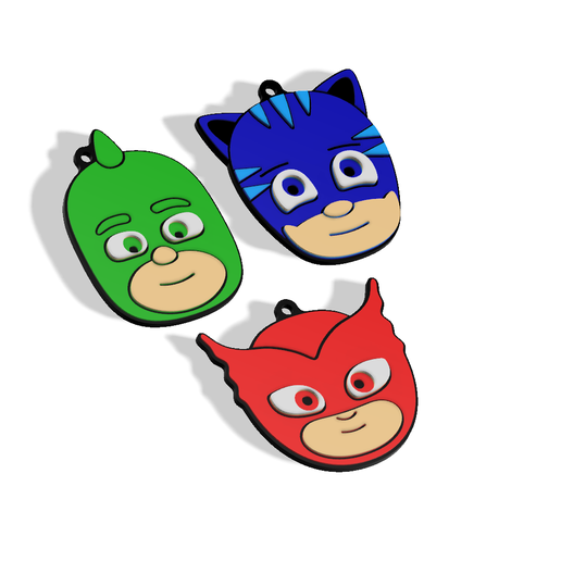 🗝️ Heroes in Pajamas keychains x3 (Pl Masks)・ STL File for ・Cults