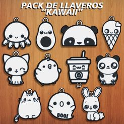 Kawaii.jpg Файл STL УПАКОВКА 11 " KAWAII " БРЕЛОКИ / ЦЕПОЧКА ДЛЯ КЛЮЧЕЙ・Идея 3D-печати для скачивания