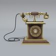 IMG_001-1.jpg Old phone, Vintage telephone with wooden body and a gold tube.